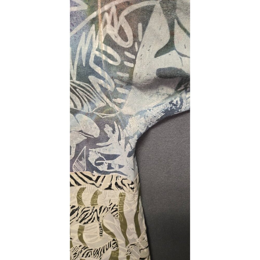Vintage EZL Marcy n' Me Batik Eclectic Safari Painted All Over Print Graphic T-S - Picture 6 of 11